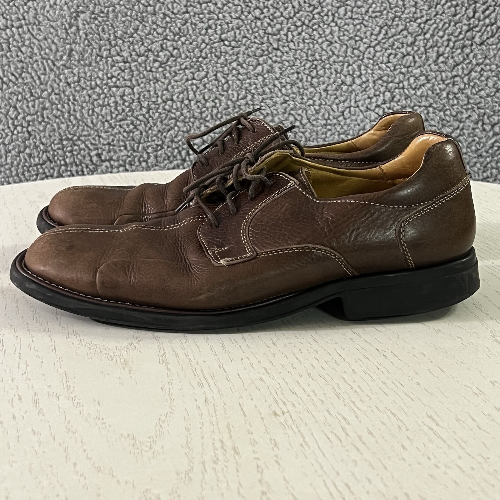 SAOLA Scarpe Belvedere Uomo 8.5D Pelle Marrone Bay Bridge Cucitura Centrale Derby