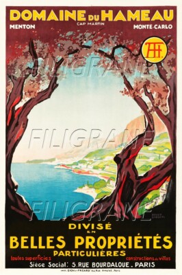 CAP MARTIN DOMAINE du HAMEAU Rotd - POSTER HQ 40x60c eines VINTAGE POSTERS