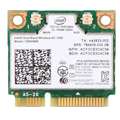 Dual Band Wireless Intel 7260 7260HMW 867M BT4.0 802.11ac Mini PCI-E Wifi Card