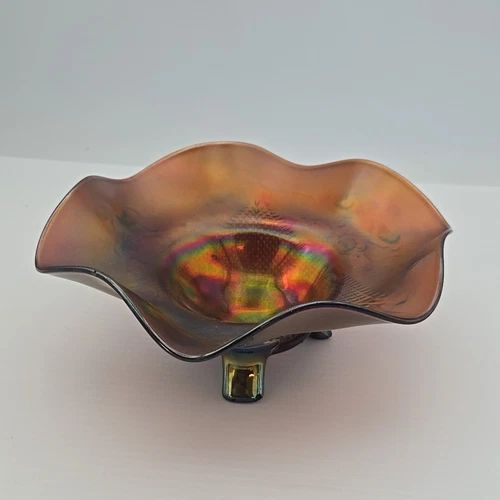 VINTAGE CARNIVAL AWESOME NORTHWOOD RADIUM PURPLE FINE CUT ROSES CANDY DISH