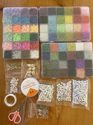 New QUEFE Beads for Bracelet Making Kit A Lot Of Colors Flat & Round Beads
