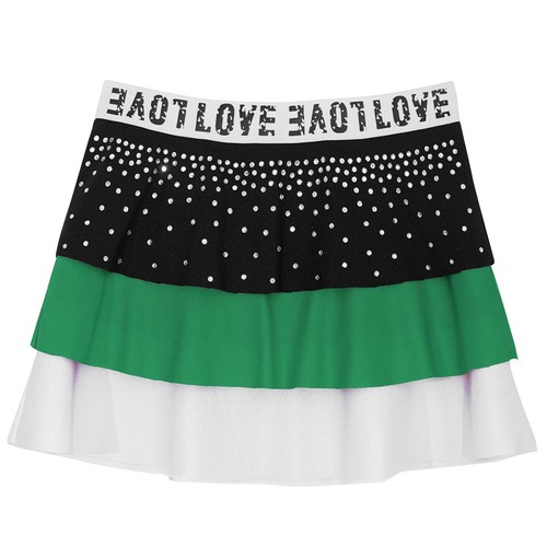 Kids Girls Dress Ruffled Skirt Tiered Dancewear Cheerleading Christmas A-Line - Picture 24 of 46