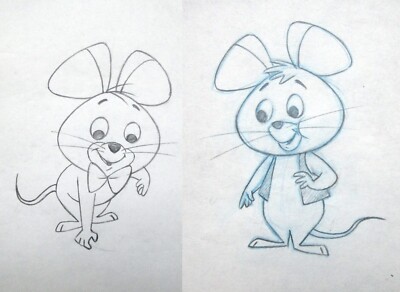 1958 PIXIE DIXIE MOUSE SET (2) HANNA-BARBERA ORIGINAL PRODUCTION cel DRAWING