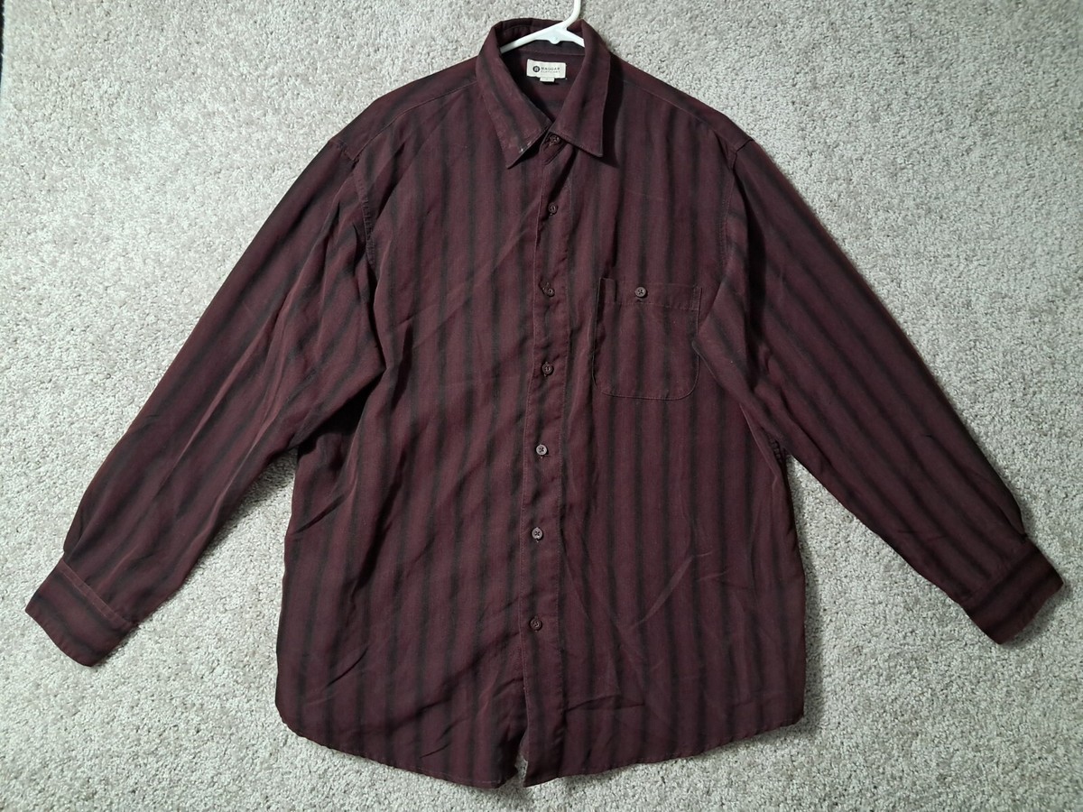 Haggar Dress Shirt Adult Large Red Stripe Long Sleeve Button Up Mens Haggar Dress Shirt Adult Large Red Stripe Long Sleeve Button Up Mens
