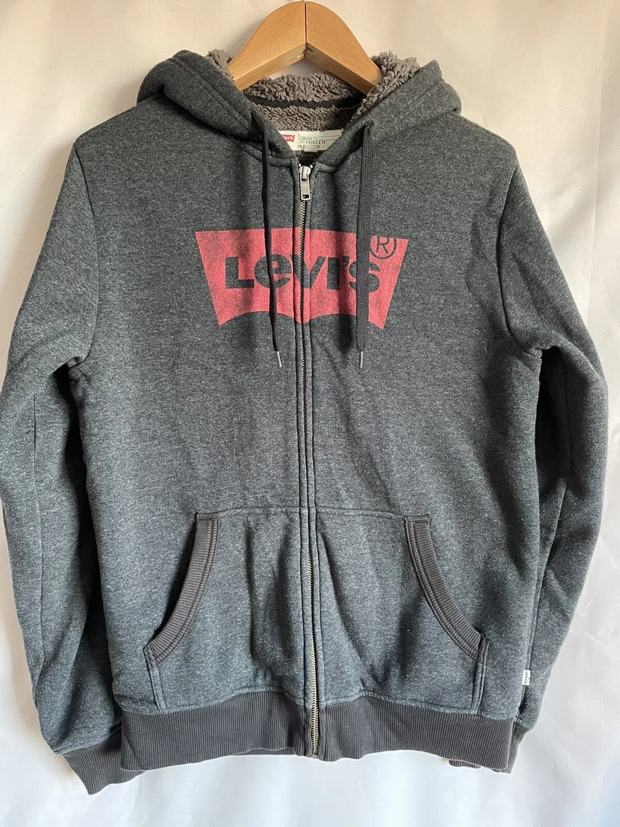 Levis Hoodie Sherpa Lined Jacket Mens Logo Full Zip Sweatshirt