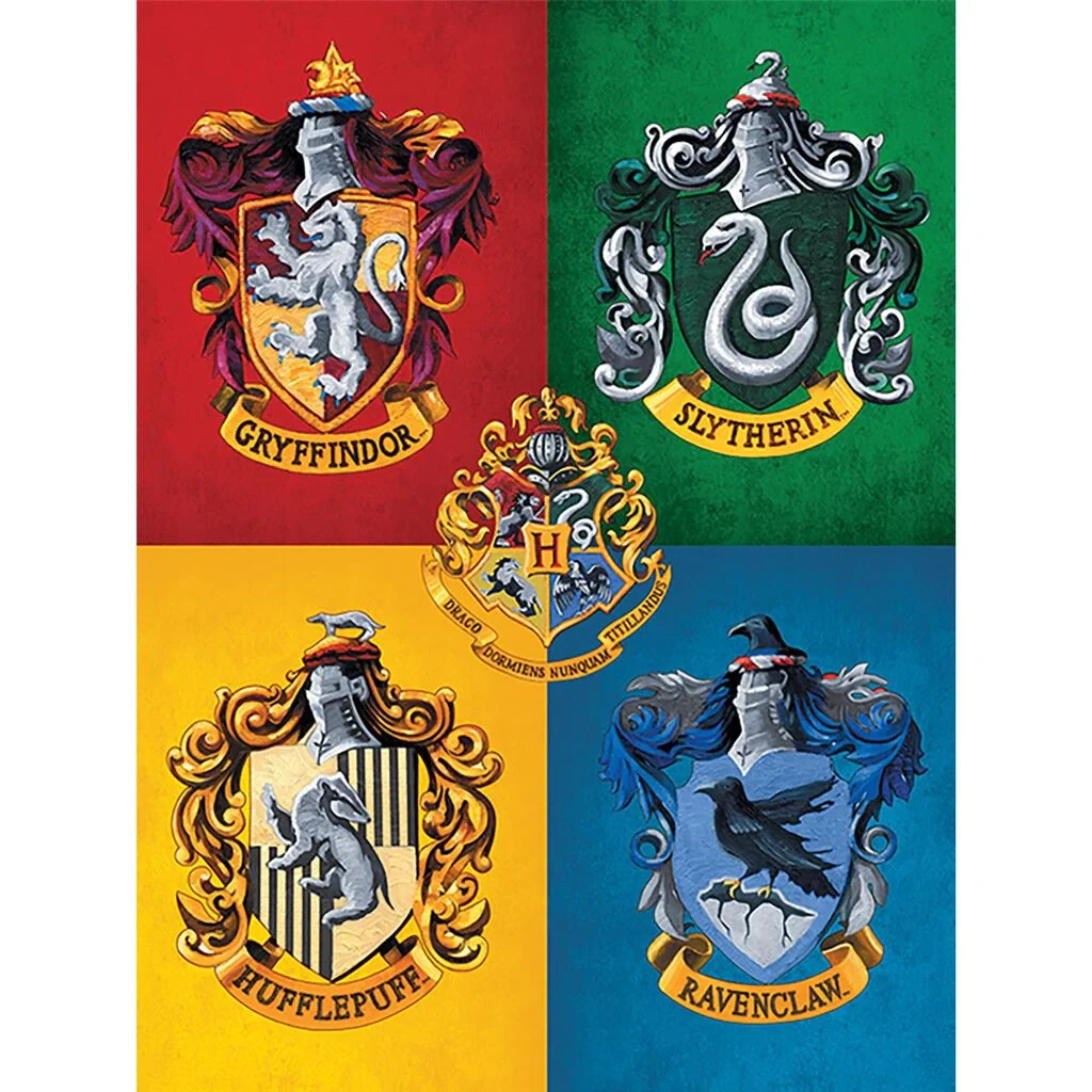 Harry Potter Canvas Print - Colour Crests - Official 60 x 80 x 4cm Wall Art