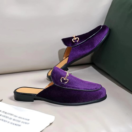Men's Shoes Velvet Gold Buckle Slip-On Casual Slippers Indoor Outdoor Sandals - Picture 19 of 23