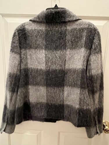 Talbots Gray Checkered Plaid Wool Alpaca Zip Up Jacket Size 16 - Picture 5 of 5