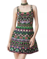 Alice + Olivia Tricia Embellished Mini Gown Dress Floral Embroidered Choker 4