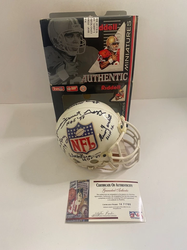NFL Hall of Fame Signed Auto Mini Helmet 7 Players BROWN DAVIS ART DONOVAN PSA - Image 2 of 4