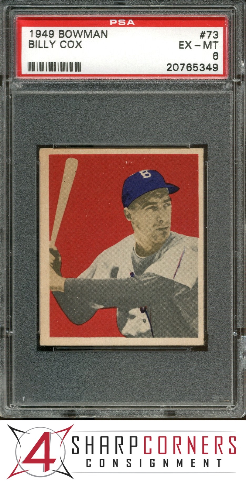 1949 BOWMAN #73 BILLY COX RC PSA 6
