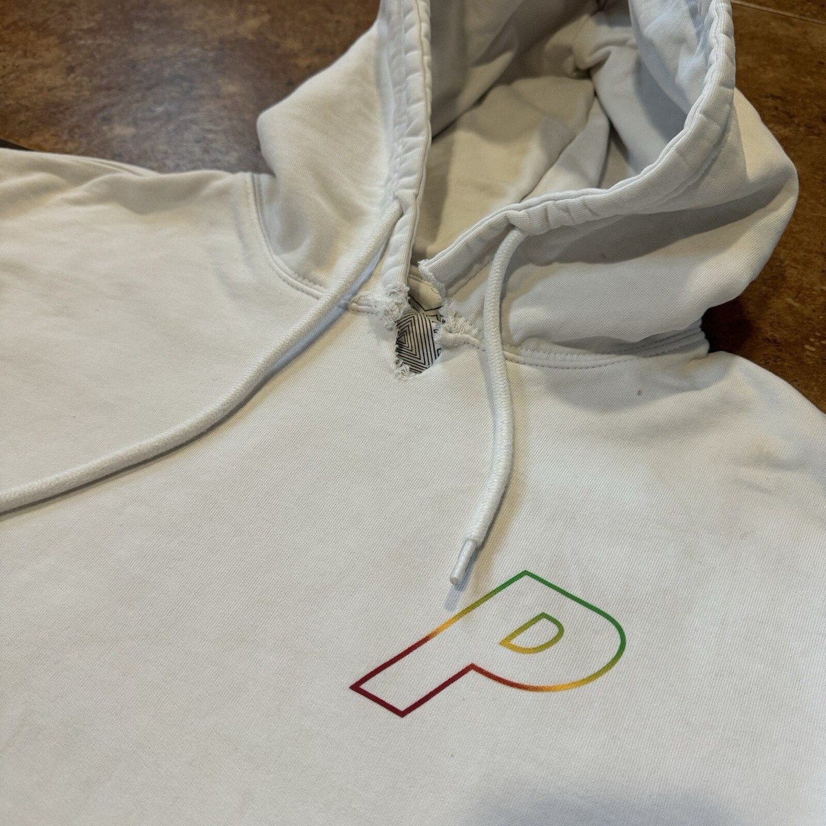 Palace Hoodie Sweatshirt Tri Ferg skate White Rainbow 3D Size 