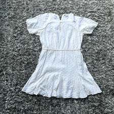 Madewell Women's 4 Mini Dress Short Sleeve Eyelet White Cotton Lined Tassel Zip