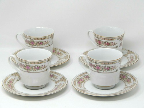 Majesty Trianon 8390 Tea Coffee Cup Saucer China White Pink Peach Green Floral - Picture 2 of 7