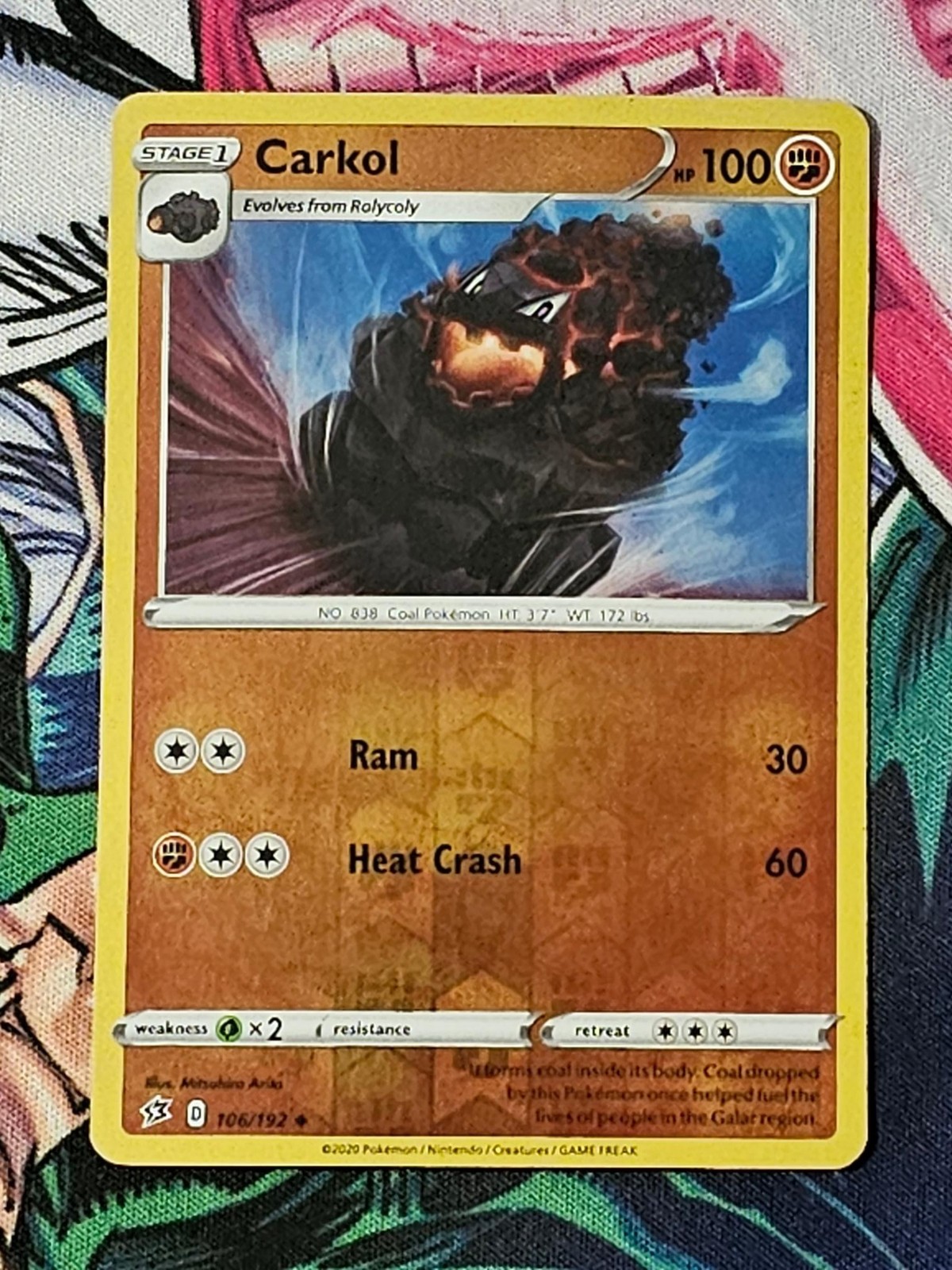 Carkol 106/192 Uncommon Rebel Clash Pokemon Reverse Holo NM/M