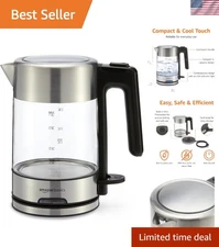Compact 1.1 Quart Electric Kettle with Boil Dry Protection and Removable Filter