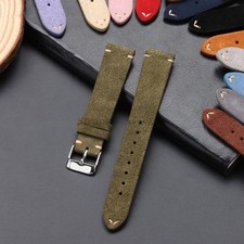 正品麂皮绒皮革表带 16/18 毫米 20 毫米 22 毫米复古表带适用于 Omega Seiko-