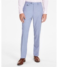 Alfani Mens Solid Straight Leg Slacks Dress Pants, ltpasblue, 32W x 30L