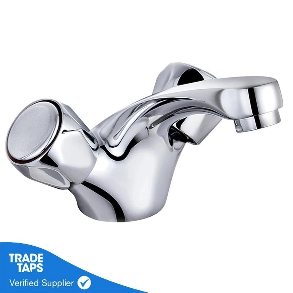 TRADETAPS Two Handle Club Mixer Basin Sink Taps Chrome Contempory Bathroom Kitchen