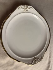 Hutschenreuther Selb Bavaria Kuchenplatte elfenbein Goldrand Relief Vintage 30cm