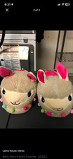 Teens US 6.5 Plush Faux Fur Llama Novelty Slip-On Slippers Pom-Pom