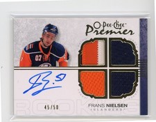 2007 O-Pee-Chee Premier Quad Patch /50 Gold Frans Nielsen #116 Rookie Auto RC