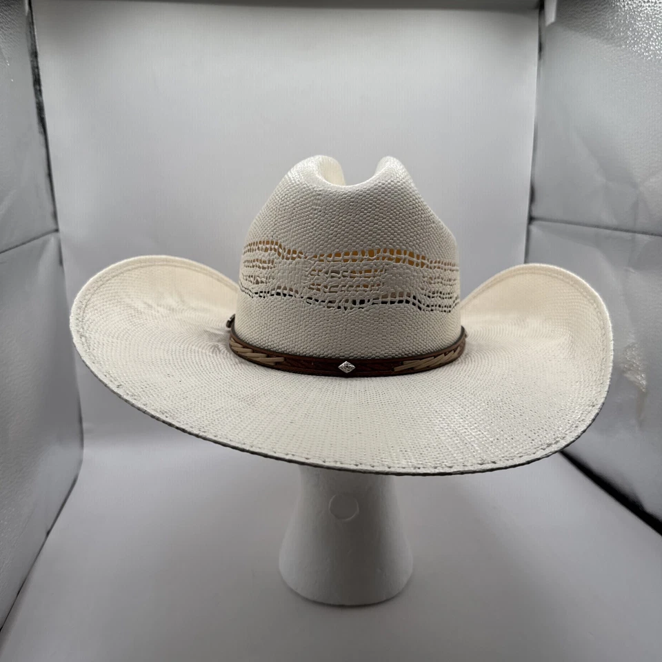 Justin 20X Sombrero de Vaquero Blanco Natural Milano Paja Recubierto Duro Para Hombre Talla 6 7/8 Foto 4 de 4
