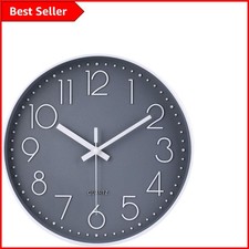 Moderne graue 12 Zoll Wanduhr - leises Sweep Uhrwerk für ruhige Räume
