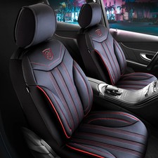 Sitzbezüge passend für Seat Ibiza in Schwarz-Rot mit Rückentasche