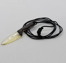 Knife Hand Carved Gunuine Baltic Amber Bog Oak Pendant 1.75g