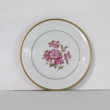VTG 4 Bread & Butter Plates 5235 by Noritake, Pink Dogwood, Gold Trim, Japan