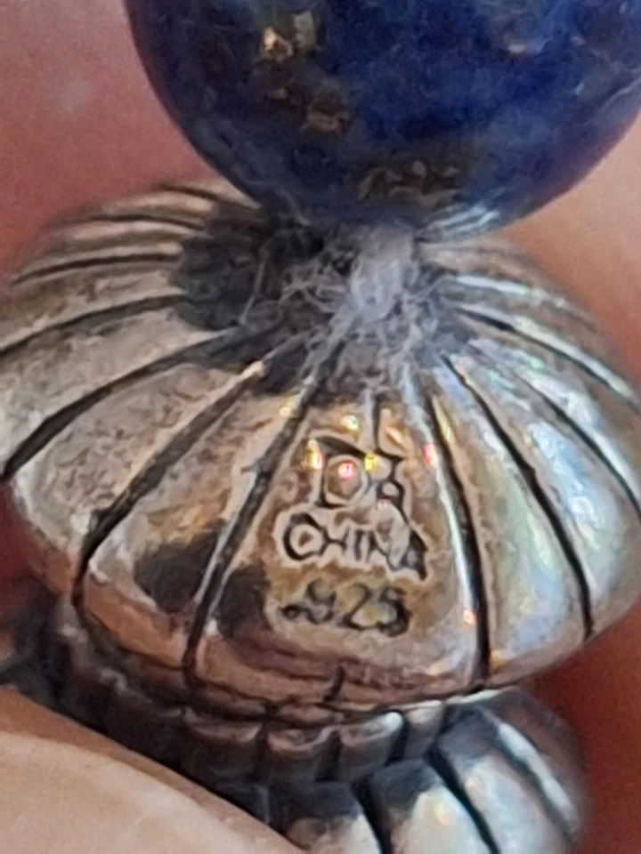 Collar magnético de lapislázuli 925 con cuello de ley Foto 3 de 4