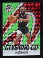 2023-24 Panini Mosaic Give and Go Fluorescent Green Prizm 5/10 James Harden 05ns