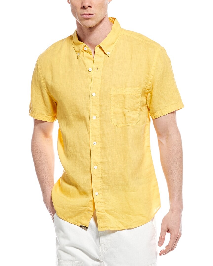 Льняная рубашка стандартного покроя Billy Reid Tuscumbia Мужская желтая S