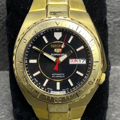 RARE SEIKO 5 Superior Automatic 7S36-01F0 Diver Black Dial Vintage Men Watch