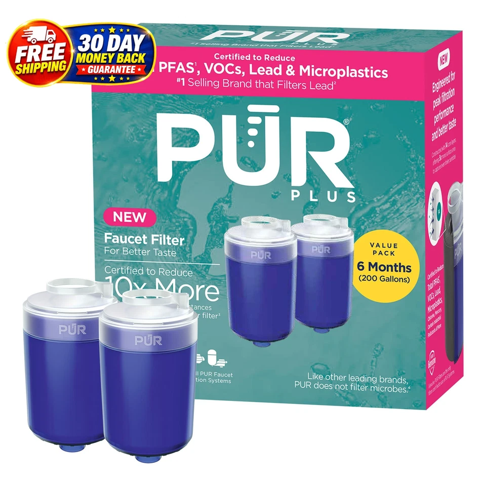 PLUS Faucet Mount Replacement Water Filter 2-Pack, Count of 2, Blue - Image 1 of 4