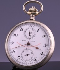 ANTIQUE ALLION A VERSAILLES AVIATION MILITARY CHRONOGRAPH ENAMEL POCKET WATCH