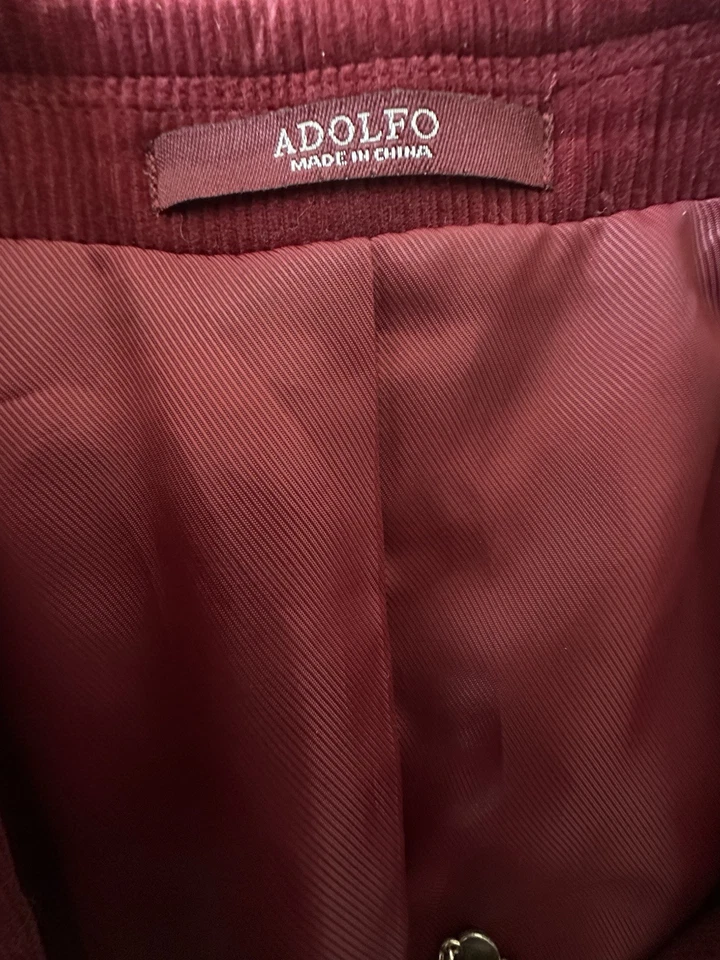 Blazer Adolfo tamanho 46L extra slim fit veludo borgonha vinho vermelho 100% algodão - Imagem 4 de 4