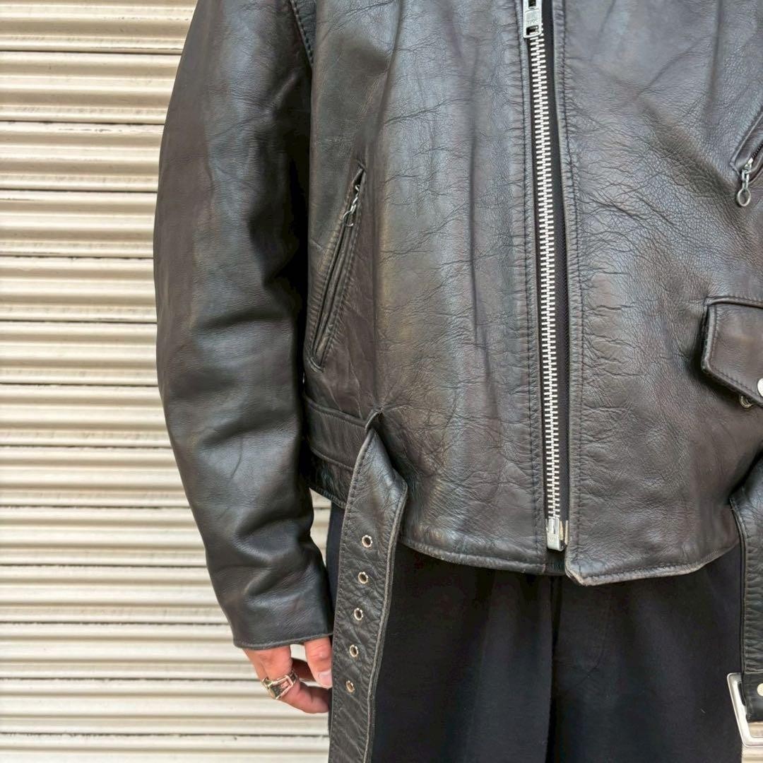 Schott 618 Perfecto Double Riders Leather Jacket Size 52 Black USA Made Vintage image 4