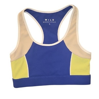 Wilo The Label Ribbed Racer Sports Bra Cobalt Blue Athleisure Yoga Size Large