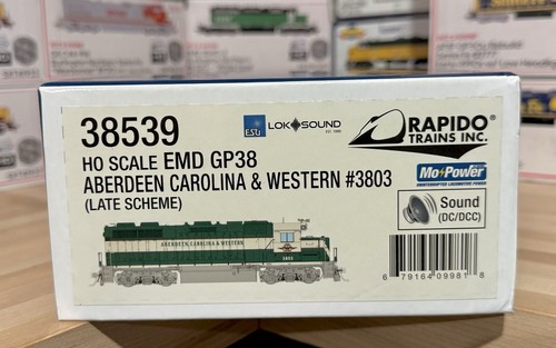 Escala HO Rapido EMD GP38 Aberdeen Carolina & Western #3803 DC/DCC/Sonido/NUEVO EN CAJA | Condition: New