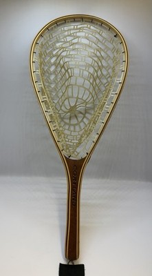 Cortland Wood Fly Fishing Landing Net Brown Frame with Clear Rubber Net