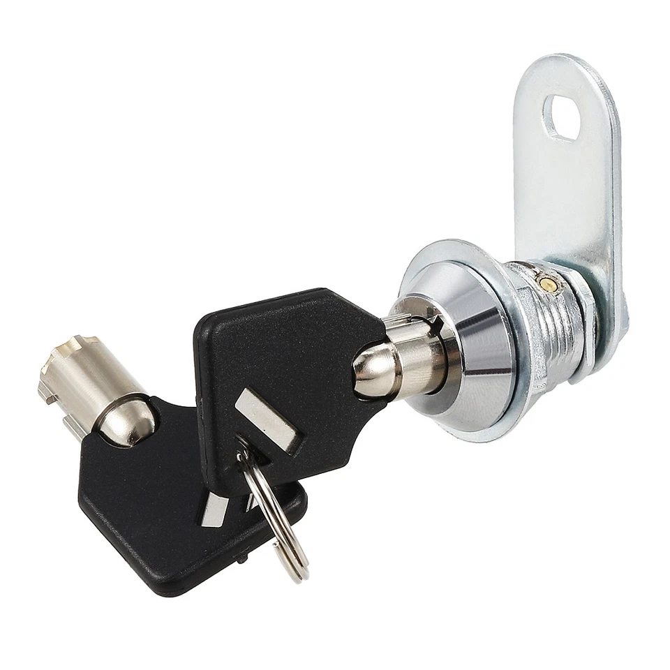 5/8" Cylinder Zinc Alloy Chrome Finish Tubular Cam Lock w Key, Keyed Alike Foto 4 de 4