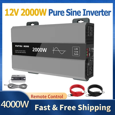 DATOUBOSS 12V 4000W Pure Sine Wave Inverter 12V to 230V Voltage Converter 2000W Continuous