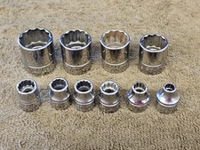 10 Skilcraft J31228 Socket Set 3/8 Drive Sae 7/8 13/16 3/4 11/16 7/16 1/4" USA