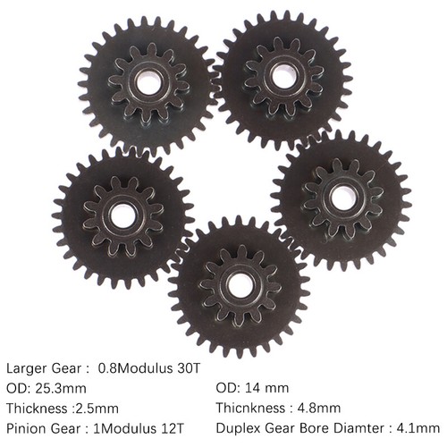 Brand new 1M 12T 0.8M 30T duplex gear OD 25.3MM 14mm gear-box motor metal ge FT