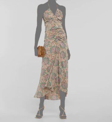 $700 Veronica Beard Women's Green White Floral Print Crepe Aldana Dress Size 10