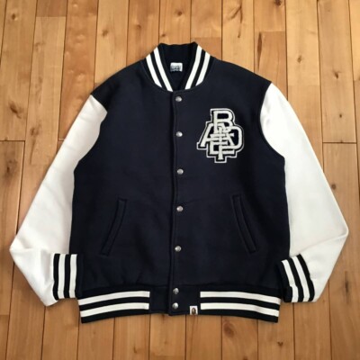 BAPE college logo sweat varsity jacket a bathing ape NIGO Size L