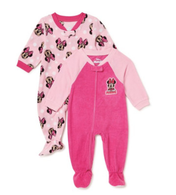Minnie Mouse Lot of 2 Baby Girl Blanket Footed Sleepers 12 18 mo 2 3 4 5T NWT