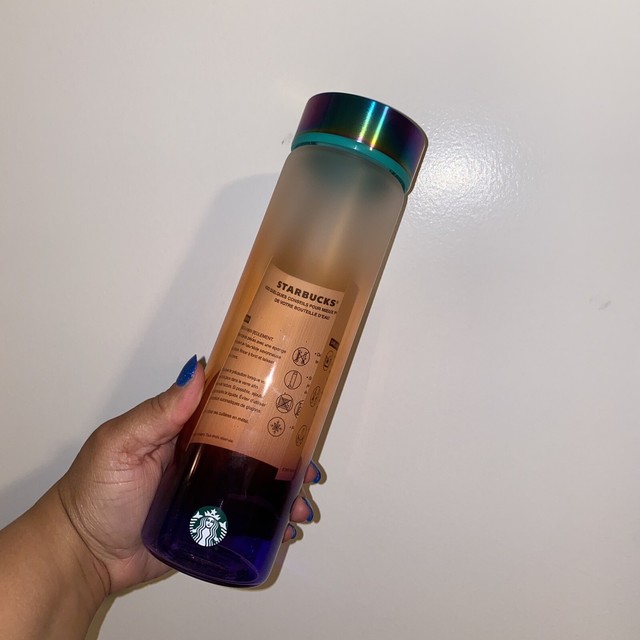 starbucks iridescent glass water bottle